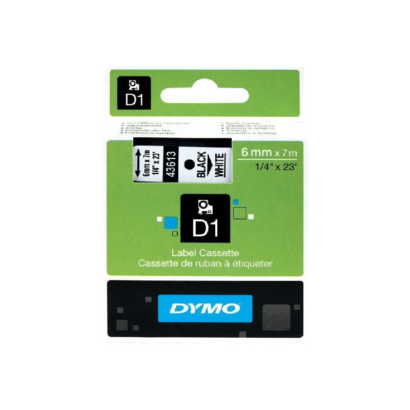 DYMO RUBAN TITREUSE DYMO D1 -  ÉCRITURE NOIR / FOND BLANC - 6 MM X 7 M - MODÈLE S0720780