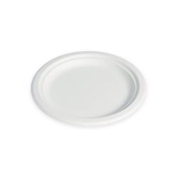 ECOLOMIQUE - 6 Pcs - Assiette pulpe ronde blanche - Diam: 16 cm, Hauteur: 1 cm - ECO8NPAPU16 - blanc Bagasse ECO8NPAPU16_0