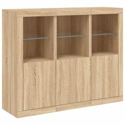 Helloshop26 - Buffet bahut commode armoire meuble de rangement organisateur cuisine salle de séjour salon avec lumières LED 3 pcs 02_0037216 - 30002_0
