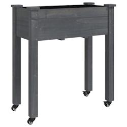 Helloshop26 - Jardinière bac lit surélevé plantes fleurs terrasse jardin sur roues avec doublure 71 x 37 x 80 cm bois sapin gris 02_0038728 - 30002_0