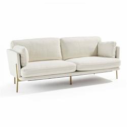 Oviala Business Canapé en tissu bouclette 3 places ecru - blanc textile 106999_0