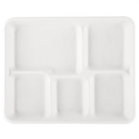 PLATEAU BIONIC 5 COMPARTIMENTS 26.5X21.5X2 CM CELLULOSE BLANC (VENDU PAR 500)