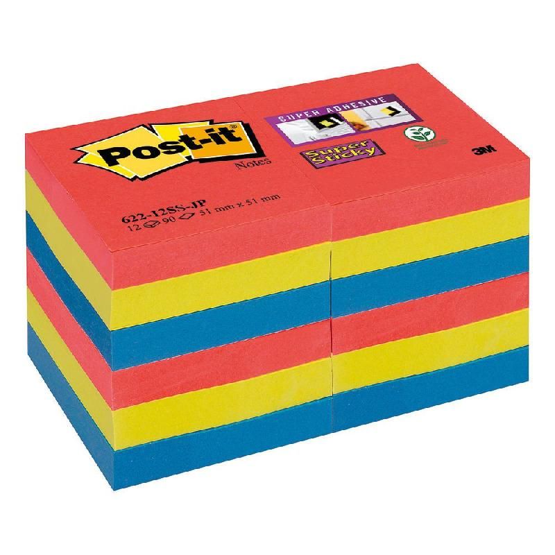 POST-IT® BLOC DE NOTES ADHÉSIVES (622-12SS-JP) SUPER STICKY - 51 X 51 MM - COULEUR : BORA-BORA (PRIX À L'UNITÉ)