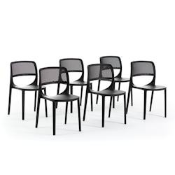 RATTATAN Set de 6 chaises en résine renforcée de fibre de verre, design classique, empilables pour extérieur, jardin, bar, restaurant, cuisine –_0