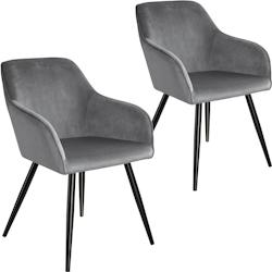 Tectake 2 Chaises MARILYN Design en Velours Style Scandinave - gris/noir -404034 - gris plastique 404034_0