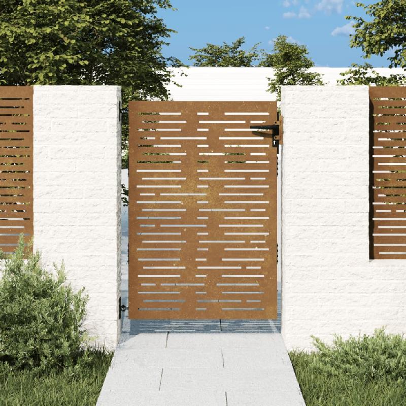 Vidaxl portail de jardin 85x150 cm acier corten conception de carré 153247_0