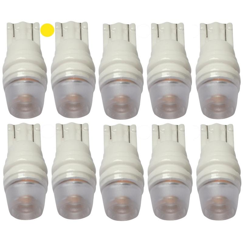 10X AMPOULE CÉRAMIQUE T10 W5W 12V 2LED SMD JAUNE VEILLEUSES ÉCLAIRAGE