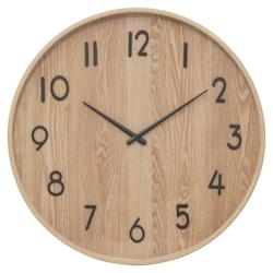 Atmosphera Pendule murale en bois Marron clair et verre D 55 cm - marron 3560232839382_0