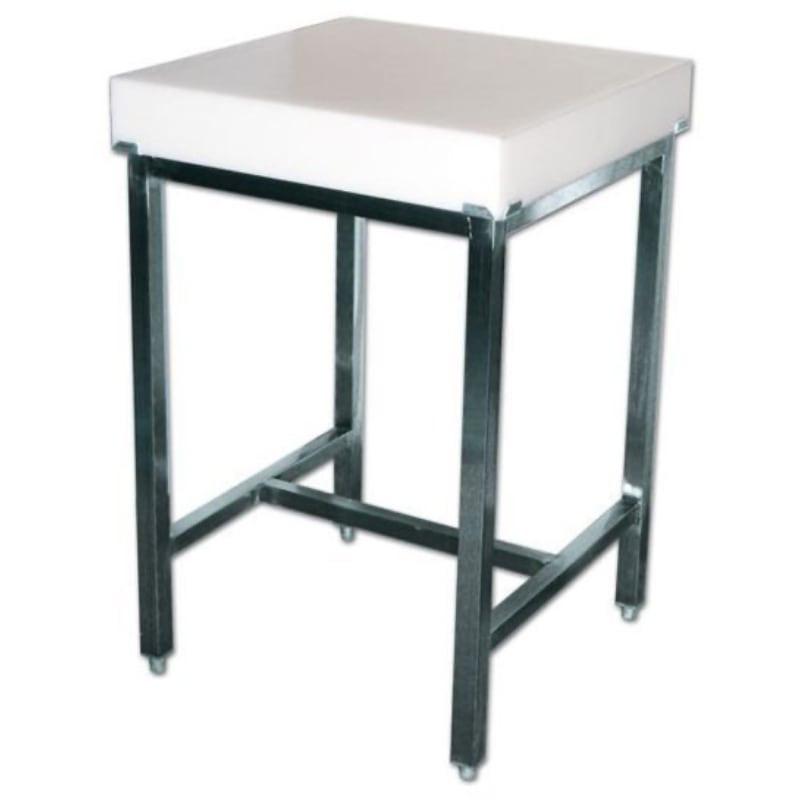 Billot polyéthylène alimentaire 60 x 60 - Châssis inox - PE 500 - 100 mm d'épaisseur - Couleur blanc_0
