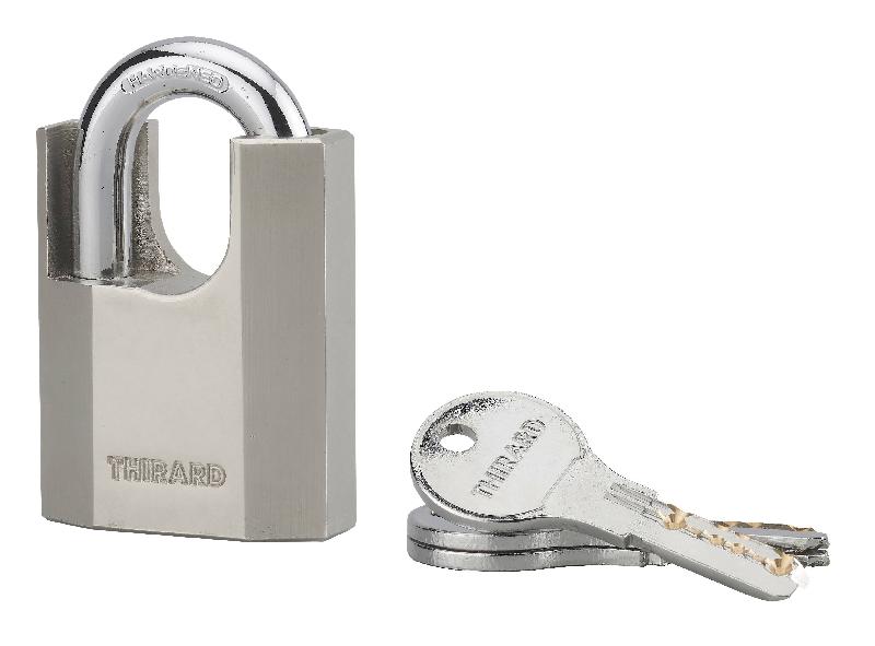 Cadenas à clé Octo-P 50mm - Anse protégée en acier, 3 clés réversibles - Réf : 00290057 - Marque Thirard_0