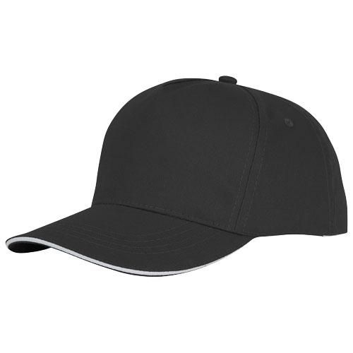 Casquette sandwich 5 panneaux Ceto - visière incurvée, fermeture velcro en tissu, 100% coton twill 175 g/m²_0