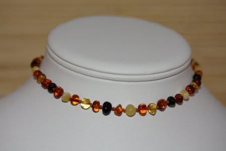 COLLIER BÉBÉ AMBRE MULTICOLORE PERLES - LONGUEUR 30 CM