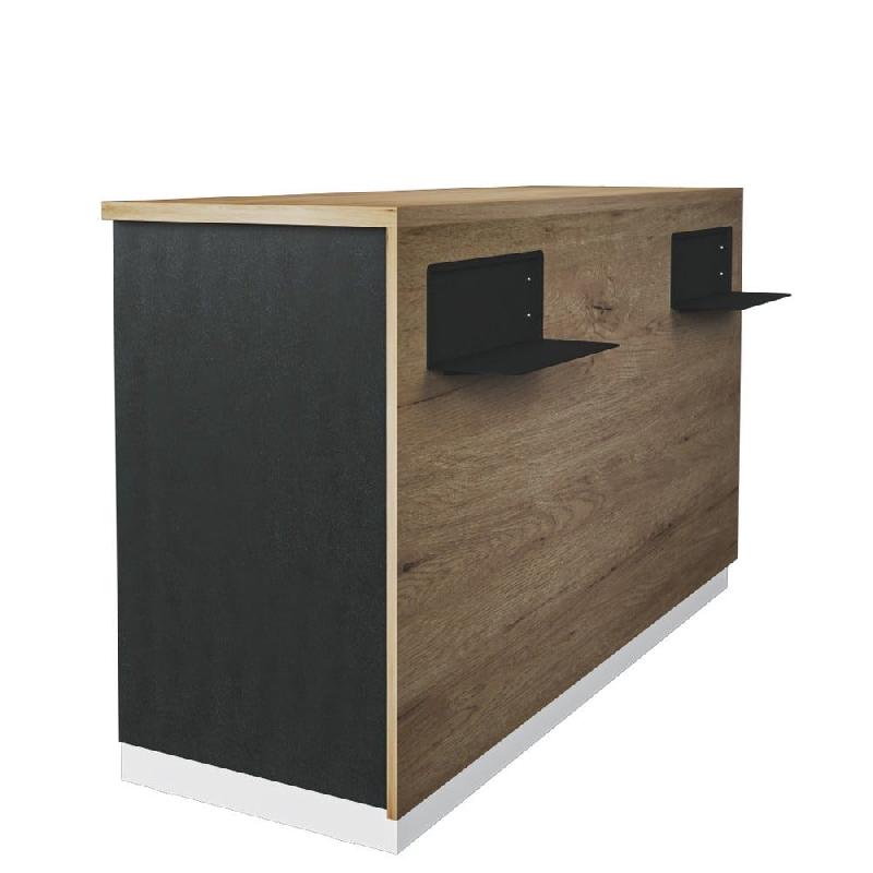 Comptoir Minimaliste DP finition chêne clair et noir L172xP58xH100cm_0