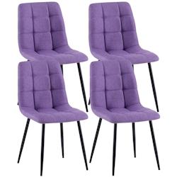 Décoshop26 - Lot de 4 chaises de salle à manger en tissu violet pieds métal noir design moderne et confortable CDS10414 - noir 3002483732697_0