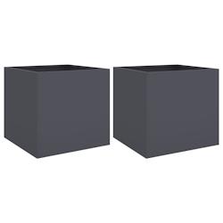 Helloshop26 - Jardinière bac lit surélevé plantes fleurs jardin terrasses lot de 2 42 x 40 x 39 cm acier anthracite 02_0038974 - 3000217964161_0