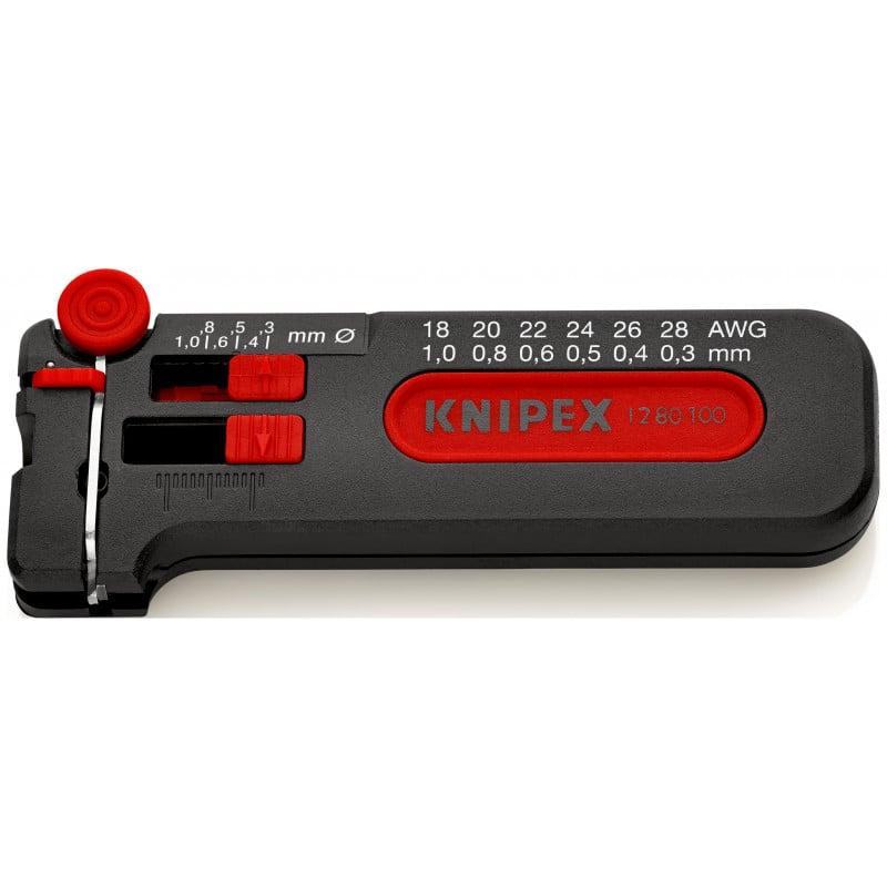 Outil à dénuder précis grâce au réglage progressif 0,3 à 1mm - Sur carte - KNIPEX | 12 80 100 SB_0