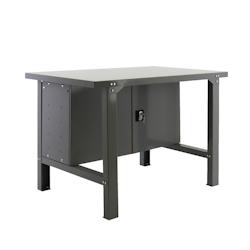 PROREGAL Établi BUFFALO METAL avec armoire | HxLxP 83x180x73cm | Capacité de charge 600kg | Gris - gris métal RS46-18_0