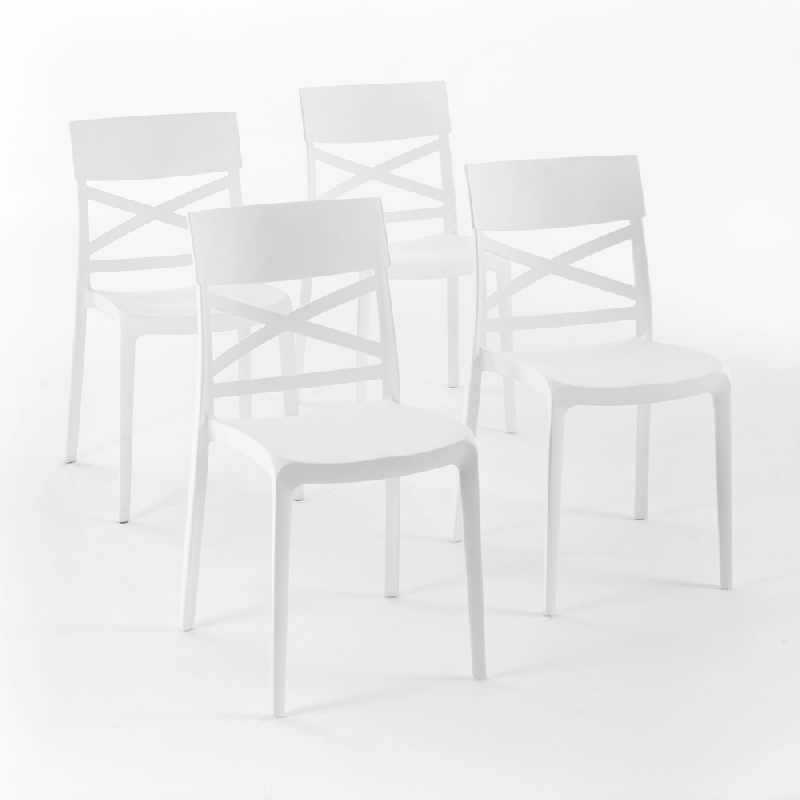 RATTATAN Set 4 Chaises en polypropylène avec fibre de verre empilables pour extérieur et jardin, bar et restaurant, cuisine design moderne - MARTINA_0