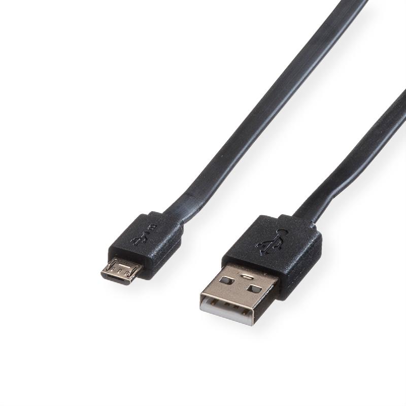 ROLINE - Câble USB 2.0, USB A mâle - Micro USB B mâle, noir, 1 m, transfert jusqu'à 480 Mbit/s, TPE_0