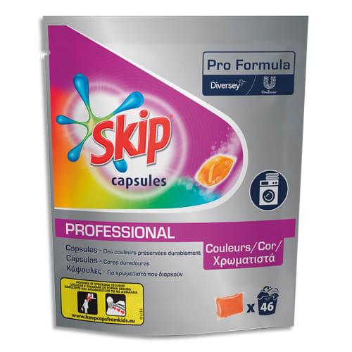 Skip carton de 184 capsules de lessive liquide pour couleurs, dans 4 sachets refermables de 46 dosettes_0