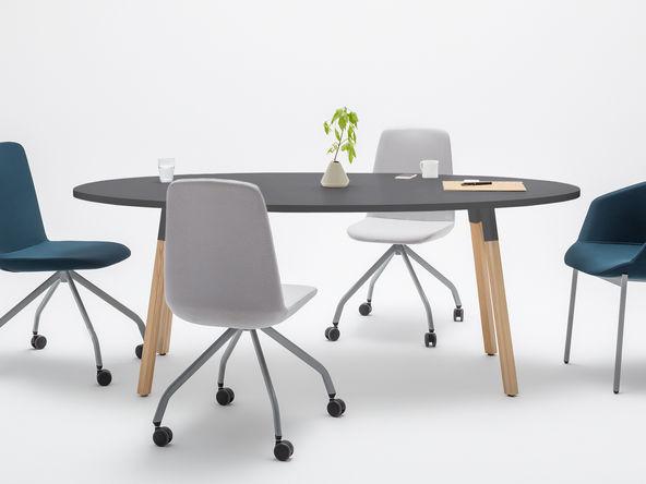 Table de réunion ovale Wilder - pieds massif - 200x100 cm - pas chère_0