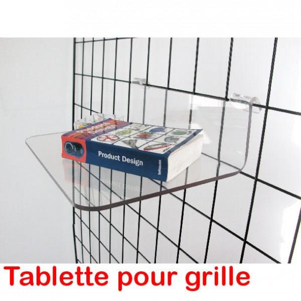 Tablette pour cloison grillagée - plastique transparent - légère - Rolléco_0