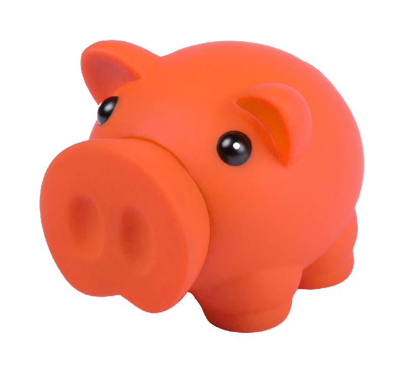Tirelire en plastique - Forme de cochon - Ouverture par le nez - Couleur orange - 80 gr_0