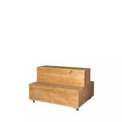 TRADIS Présentoir central fleuriste sur roulettes, 2 niveaux, bois massif - marron Bois massif 3701468412899_0