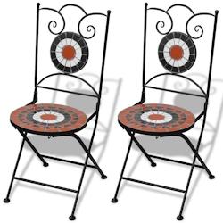 VidaXL Chaises Pliables De Bistro 2 Pcs Céramique Terre Cuite Et Blanc - multicolore 41535_0