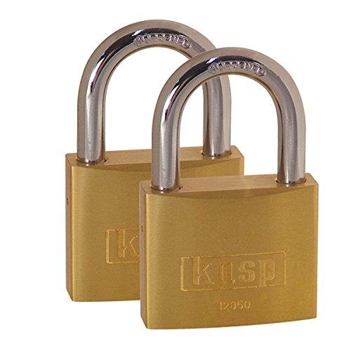 KASP Série 120 - Lot de 2 cadenas à clé 50 mm - Corps en laiton et anse en acier trempé_0