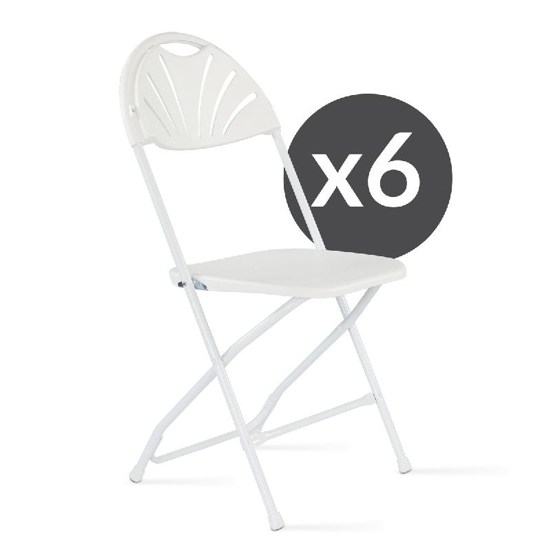 Lot de 6 chaises pliantes de réception ajourées - usage intérieur/extérieur - structure acier et assise en PEHD - résistantes aux UV et à l'humidité_0