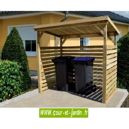 Abri bûches 5 stères - bois traité autoclave - abri poubelles multifonction - l264 x p114 x h204 cm - Weka_0