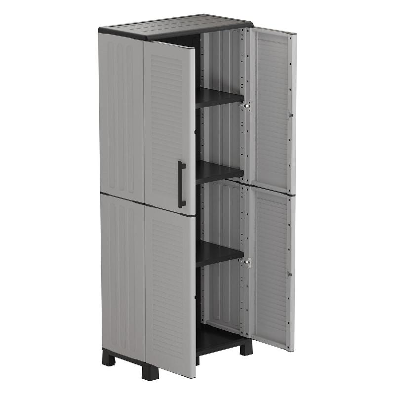 Art Plast Armoire de rangement 2 portes 4 Etagères 68 x 37 x H169 cm 4 pieds Grise Artplast - gris plastique polypropylène ZA1465_0