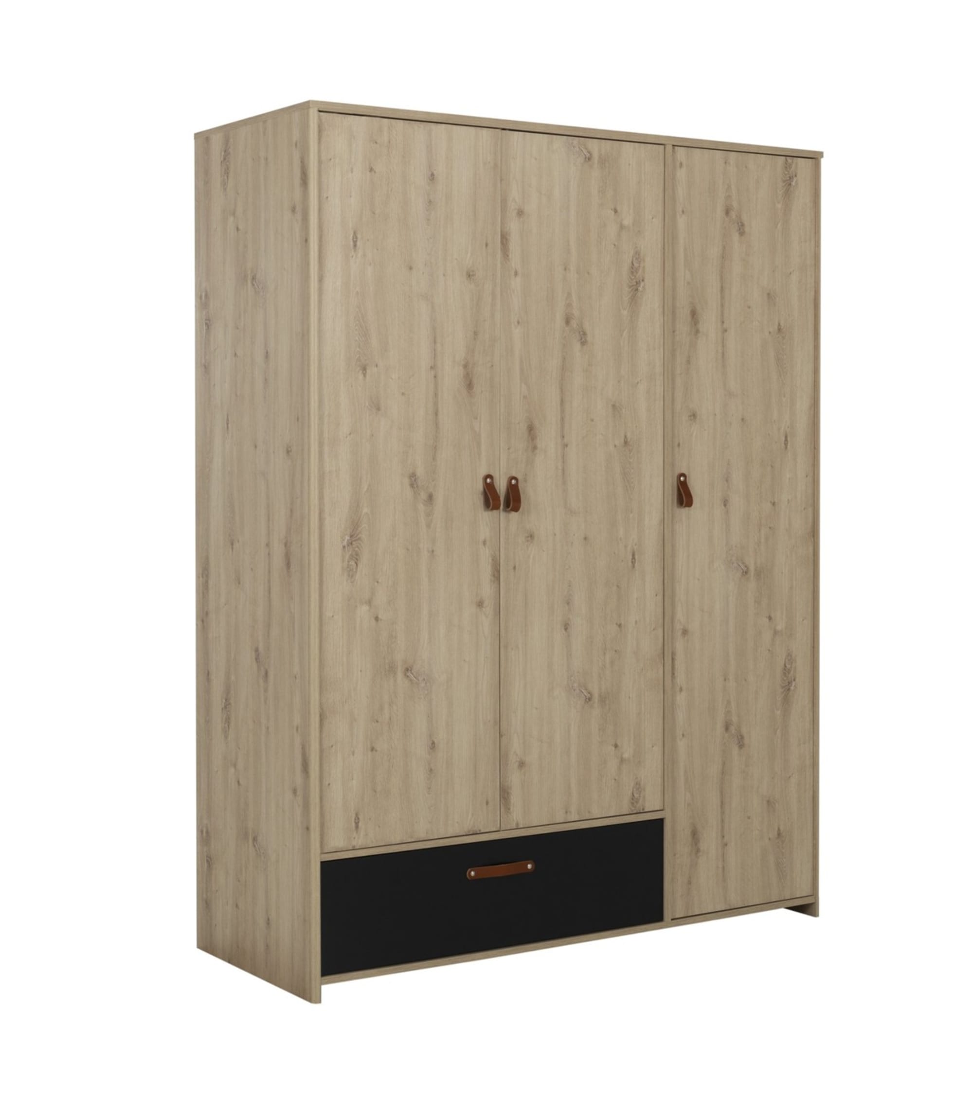 Armoire 3 portes 1 tiroir - Style industriel - Artisan M21044165 - Chêne marron - Fabrication française - 152x60x200 cm_0