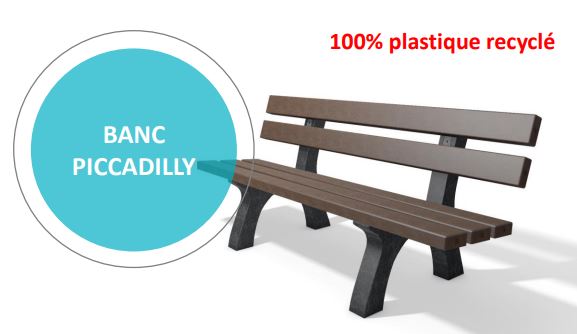 Banc public en plastique recyclé hanit - PICADILLY - 7 coloris disponibles - 200 cm et 150 cm_0