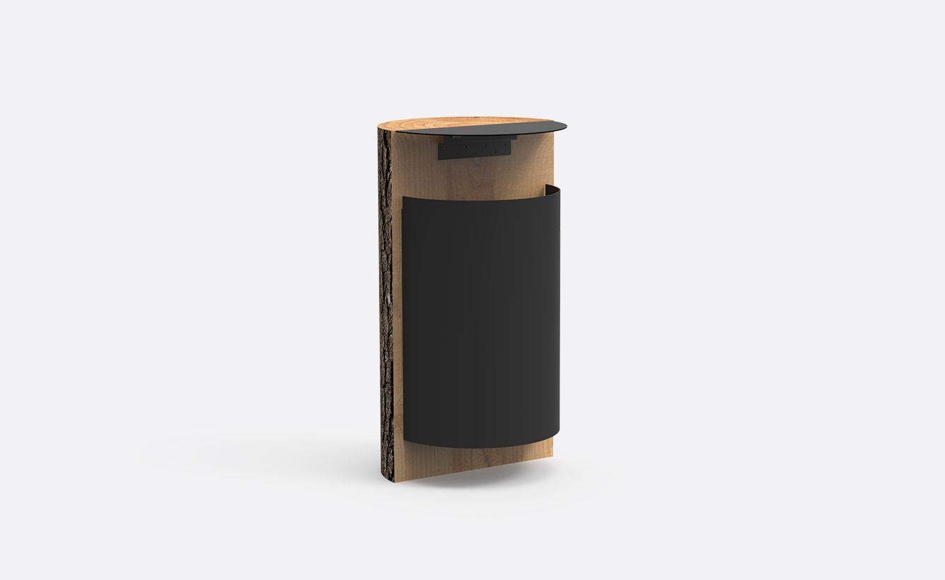 Bussaco - Poubelle publique en acier et bois autochtone - Larus - Disponible en 35L et 120L avec options_0