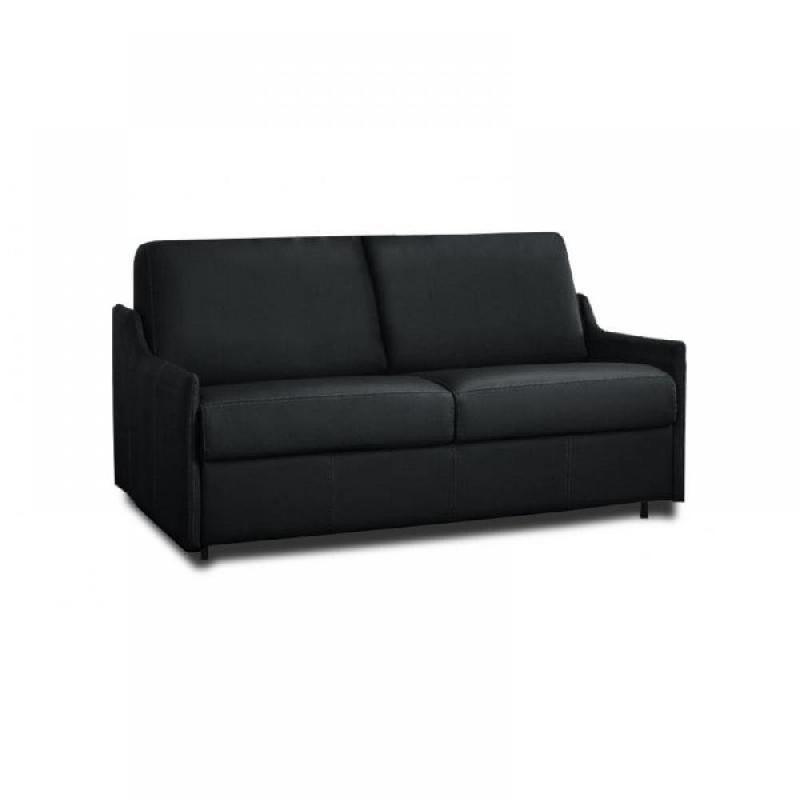 CANAPÉ LUNA CONVERTIBLE 100CM EXPRESS MATELAS 16CM EN TISSU FACON CUIR GRIS FONCÉ GRAPHITE_0