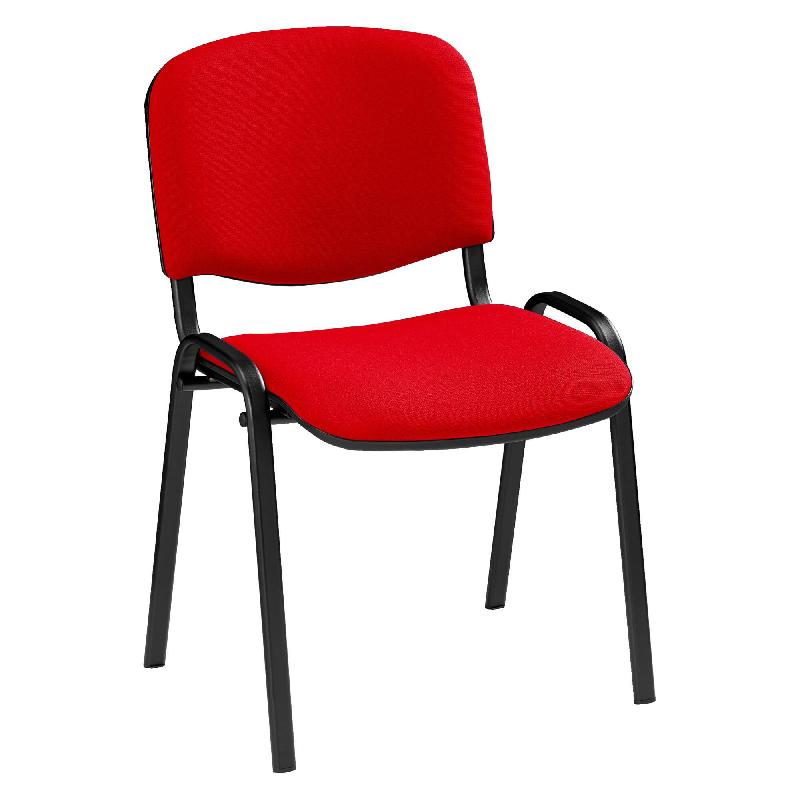 Chaise empilable de réunion en tissu - M2 Rouge - Piétements époxy noir - Marque Rolléco_0