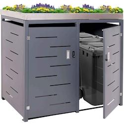 Décoshop26 - Abri de poubelles extérieur conteneurs à ordures avec bac à pantes jusqu'à 4 bacs 125x140x102 cm en inox-métal 04_0005612 - 3000618932691_0