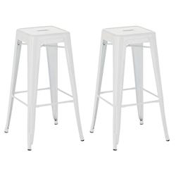 Décoshop26 - Lot de 2 tabourets de bar style industriel en métal avec repose-pieds blanc TDB10121 - blanc 3001355667211_0