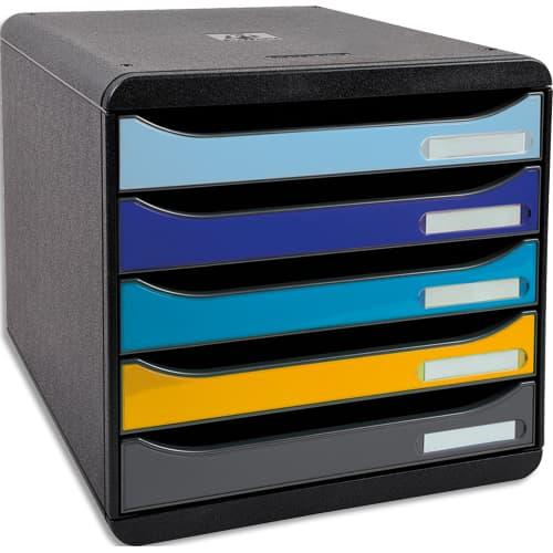 Exacompta module de classement big box + 5 tiroirs bee blue. Dim (lxhxp) : 27,8x27,1x34,7 cm. Assortis_0