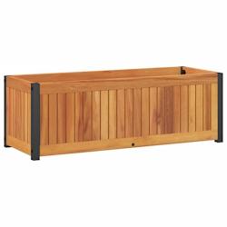 Helloshop26 - Jardinière bac lit surélevé plantes fleurs terrasse jardin 80 x 30 x 27,5 cm bois massif d'acacia et acier marron 02_0037866 - 300021_0