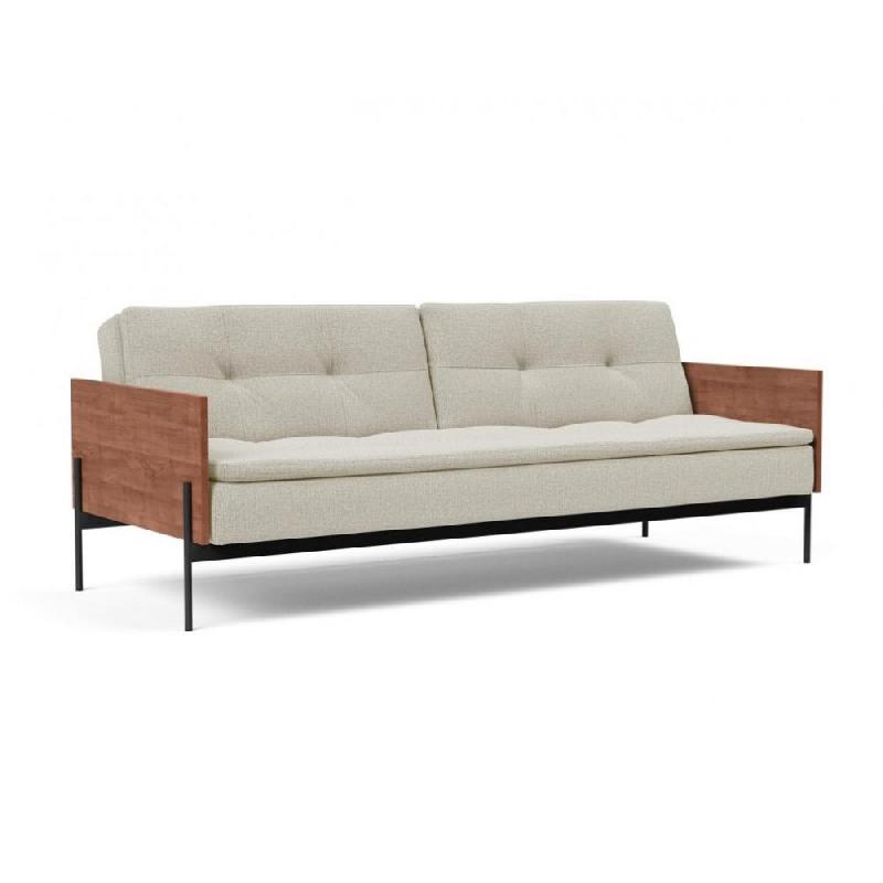 Innovation Living - Canapé-lit design Dublexo Lauge Mixed Dance Natural convertible 115x210 cm - Accoudoirs noyer et métal noir_0