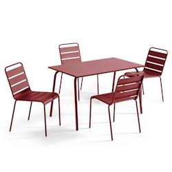 Oviala Business Ensemble table de jardin en métal et 4 chaises Pourpre - violet acier 114625_0
