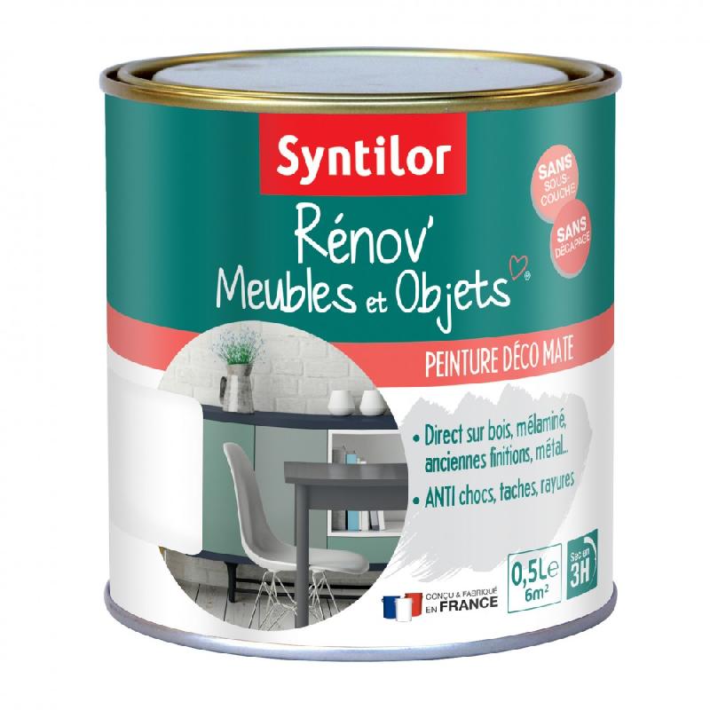Peinture meuble et boiserie - SYNTILOR blanc mat 0.5 L - sans sous-couche, anti chocs, rayures, taches_0