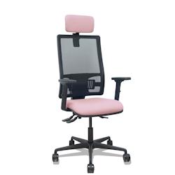 Piqueras y Crespo Silla Bormate asincro malla negra asiento bali rosa brazos 2D ruedas 65mm cabecero regulable - rose multi-matériau 405ASM840B710B2B_0