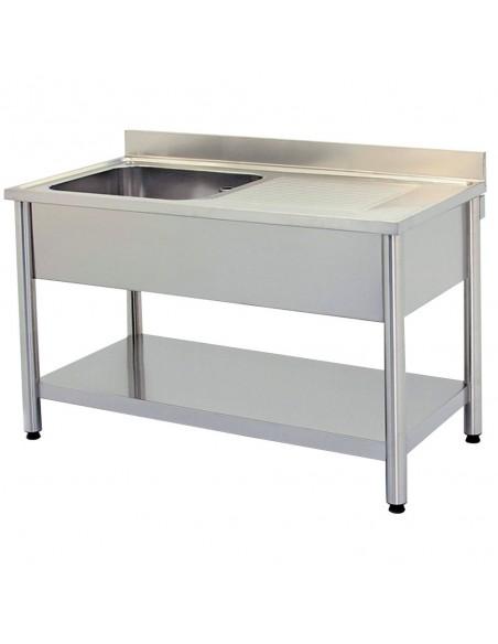Plonge inox un bac avec égouttoir droit - Référence : PL1D1260_0