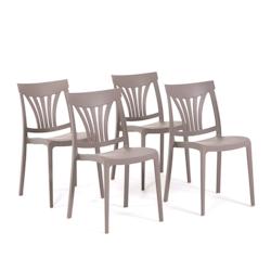 RATTATAN Set 4 Chaises en polypropylène avec fibre de verre empilables pour extérieur et jardin, bar et restaurant, cuisine design moderne - GINA -_0