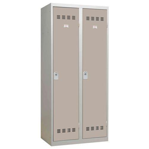 Vestiaire industrie salissante - 2 moraillons - gris clair et marron clair - Dimensions 800 x 500 x 1800 mm_0