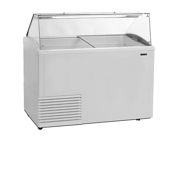 Vitrine de crème glacée pare-haleine en verre incurvé 431 litres - 1341x725x1235 mm - UDRS10_0